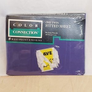 Color Connection Vintage Twin Sheet Montgomery Wards Purple No Iron Percale